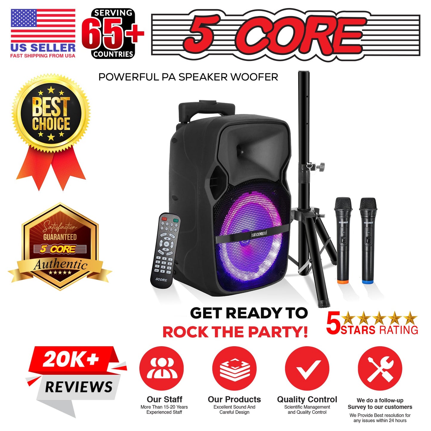 xyz5Core 8 inch PA Portable Bluetooth Party Speaker Karaoke Boombox +