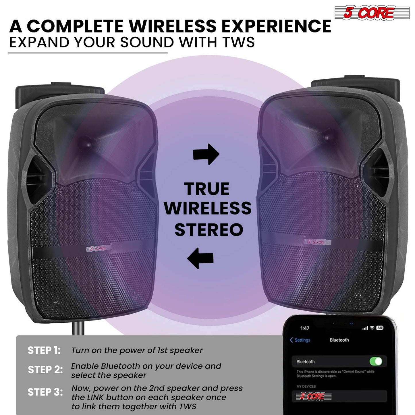 xyz5Core 8 inch PA Portable Bluetooth Party Speaker Karaoke Boombox +