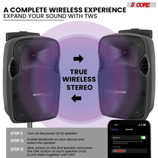 xyz5Core 8 inch PA Portable Bluetooth Party Speaker Karaoke Boombox +