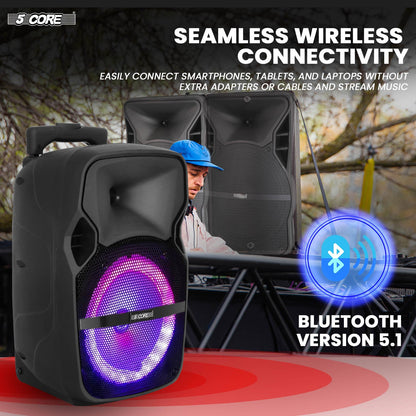 xyz5Core 8 inch PA Portable Bluetooth Party Speaker Karaoke Boombox +