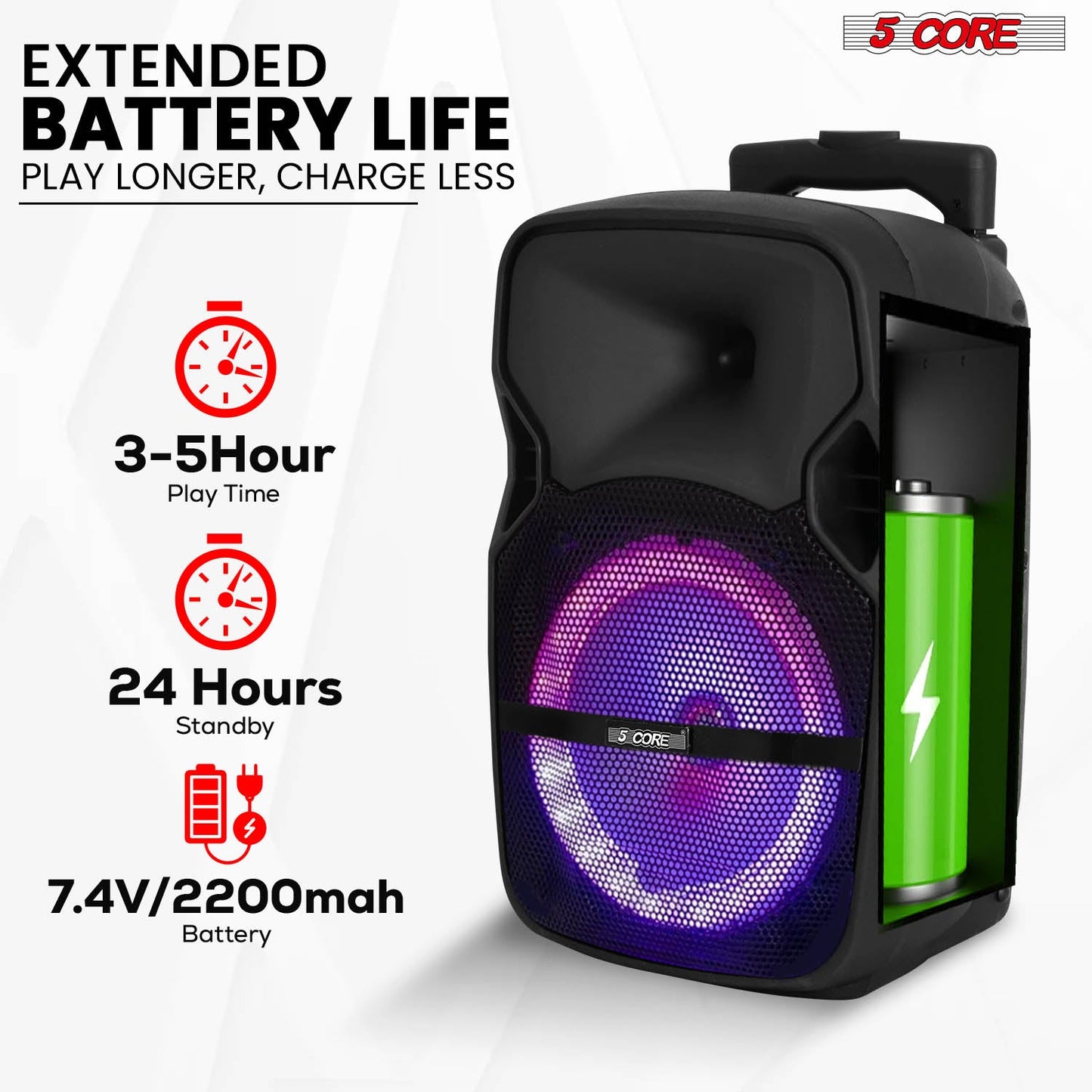 xyz5Core 8 inch PA Portable Bluetooth Party Speaker Karaoke Boombox +