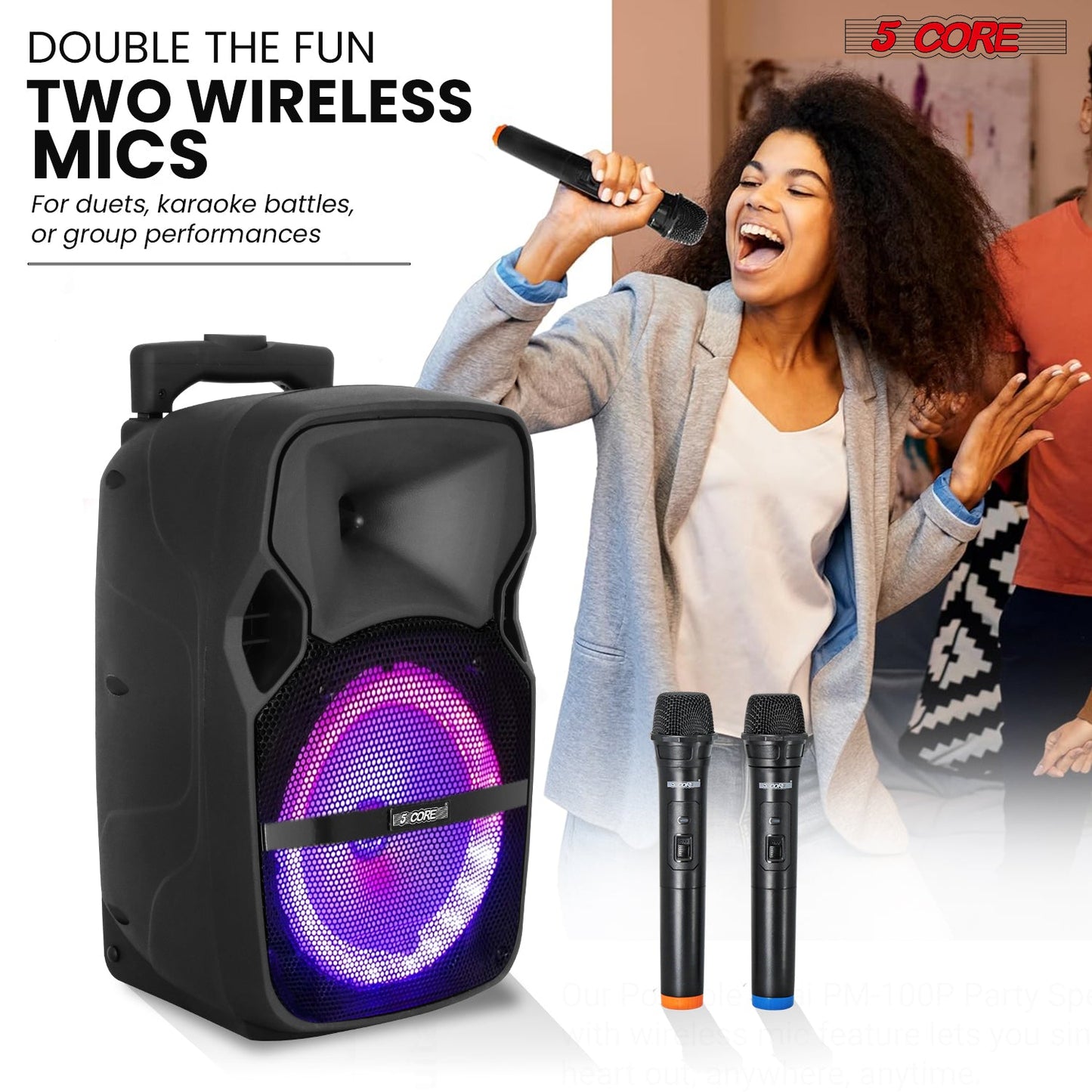 xyz5Core 8 inch PA Portable Bluetooth Party Speaker Karaoke Boombox +