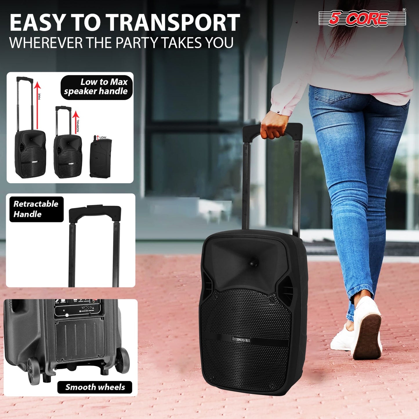 xyz5Core 8 inch PA Portable Bluetooth Party Speaker Karaoke Boombox +