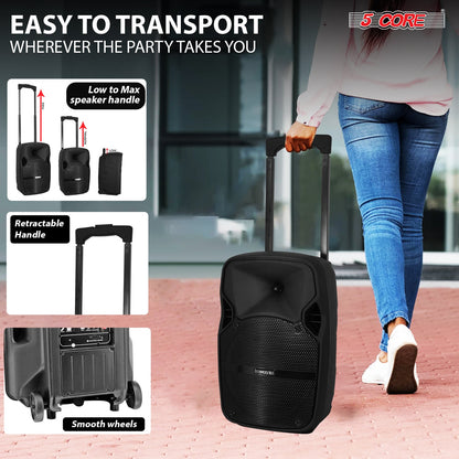 xyz5Core 8 inch PA Portable Bluetooth Party Speaker Karaoke Boombox +